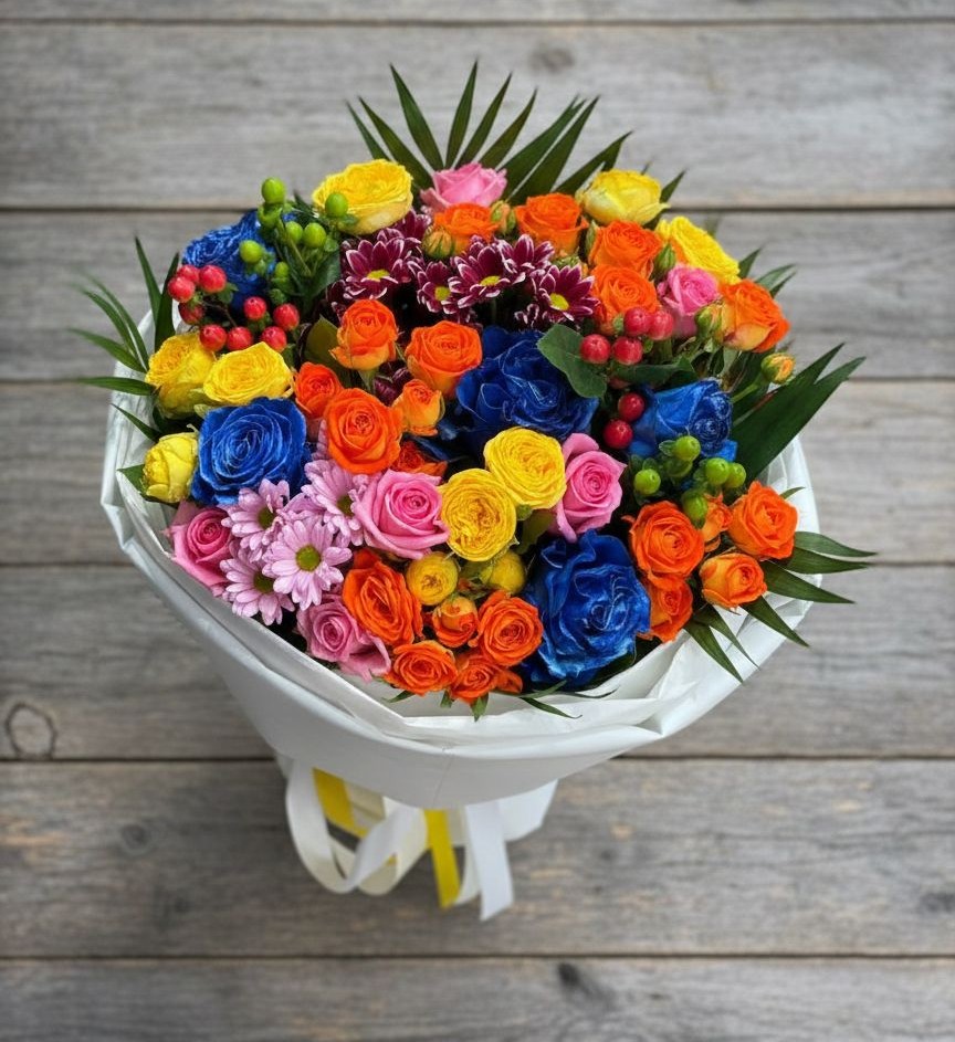 Букет цветов из: Розы и Хризантемы в Липовцах