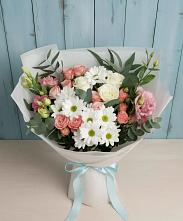 Букет цветов из:  Розы, Лизиантусы и Хризантемы #REPLACE_PRED# Липовцах