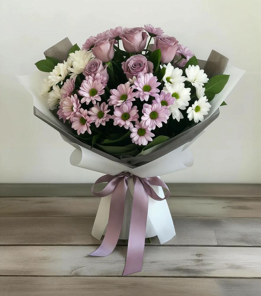 Букет цветов из: Хризантемы и Розы в Липовцах