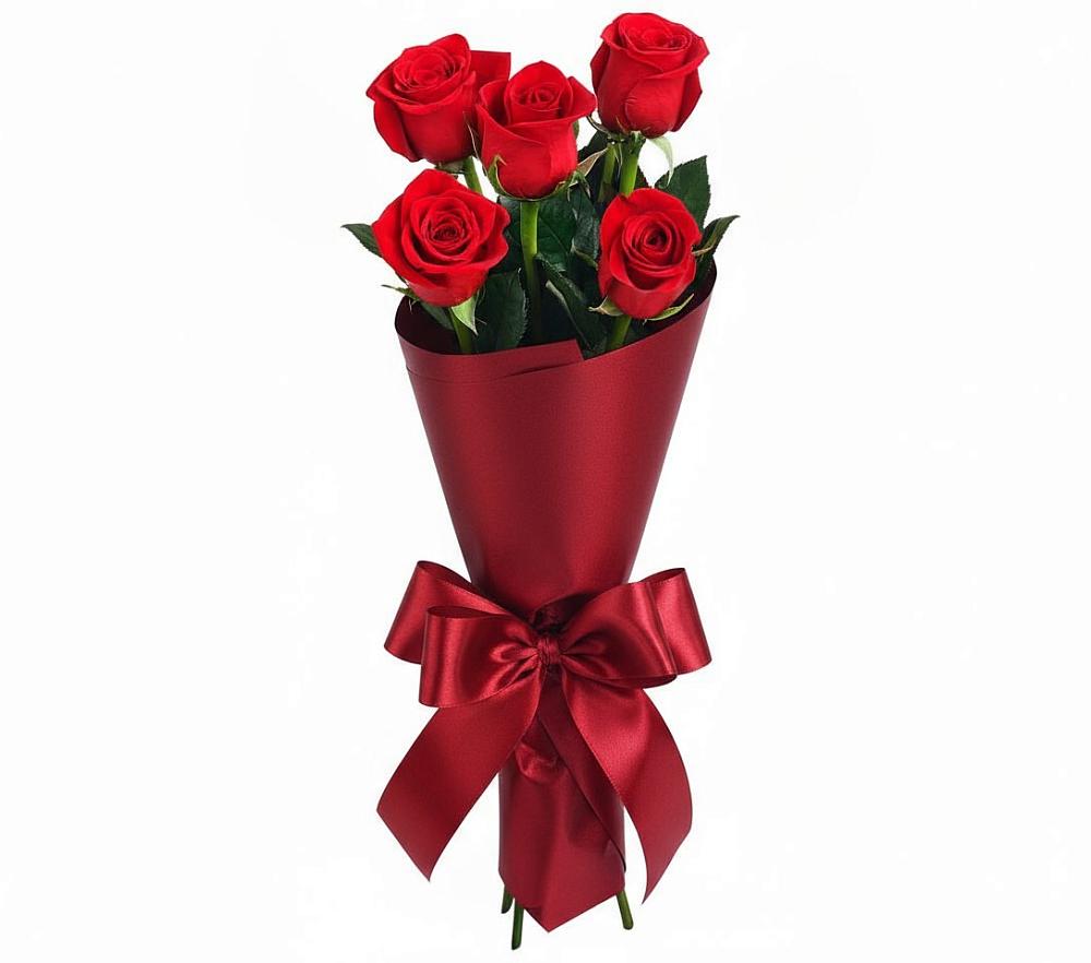 Букет 5 Красных роз Эдлесс Лав в Липовцах