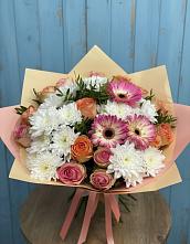 Букет цветов из:  Розы, Герберы и Хризантемы в Липовцах