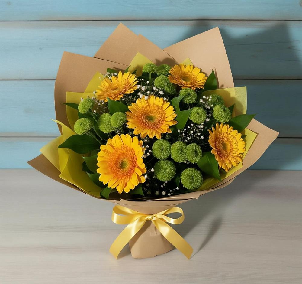 Букет цветов из: Герберы и Хризантемы в Липовцах