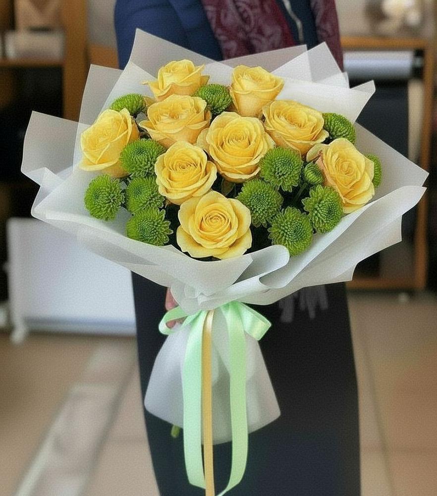 Букет цветов из: Хризантемы и Розы в Липовцах