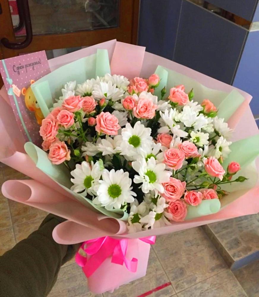 Букет цветов из: Розы и Хризантемы в Липовцах