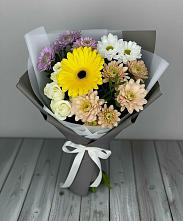 Букет цветов из:  Розы, Герберы и Хризантемы в Липовцах