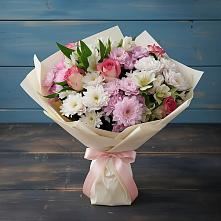 Букет цветов из:  Хризантемы, Альстромерии и Розы в Липовцах