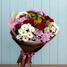 Букет цветов из:  Розы, Хризантемы и Альстромерии #REPLACE_PRED# Липовцах