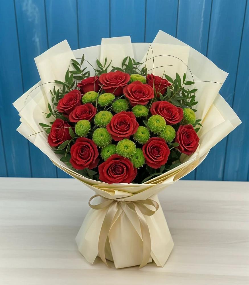 Букет цветов из: Розы и Хризантемы в Липовцах