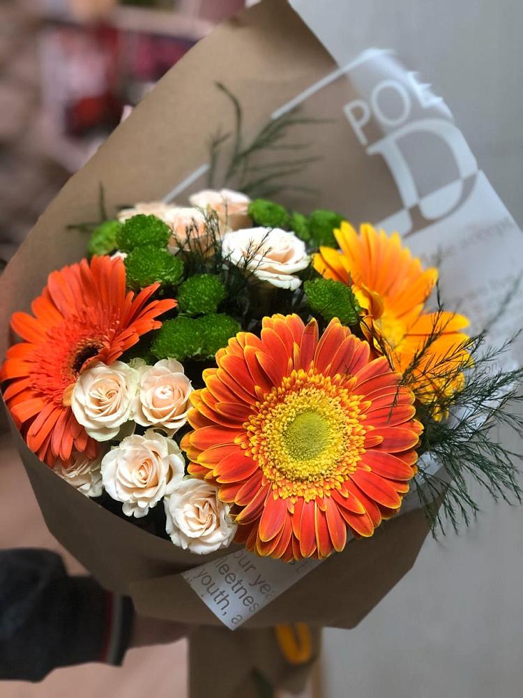 Букет цветов из: Герберы, Хризантемы и Розы в Липовцах